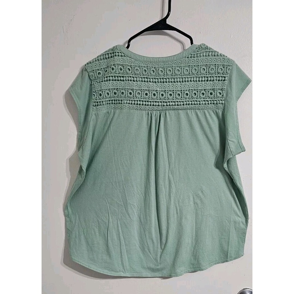 Orvis Anna Crochet Top Womens 2X Green V-Neck Casual Flowy Beach Lounge Wear - Picture 9 of 10